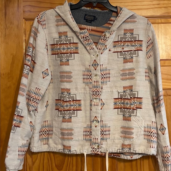 Pendleton Tops - Pendleton Button Front Beach Hoody Double Soft Cotton‎ Aztec Tribal Women's XL